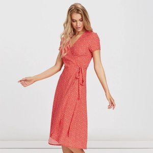 Charlie Holiday Penelope Red floral wrap dress